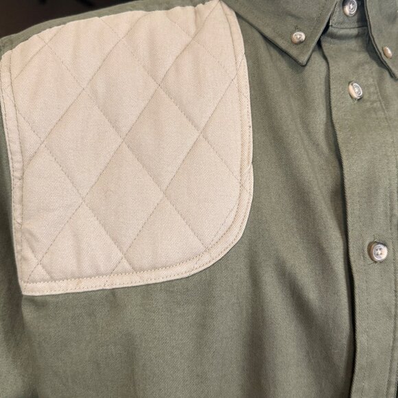 Racks & Reels Mens Quilted Shoulder Utility Shirt Large Olive Beige - Picture 5 of 7